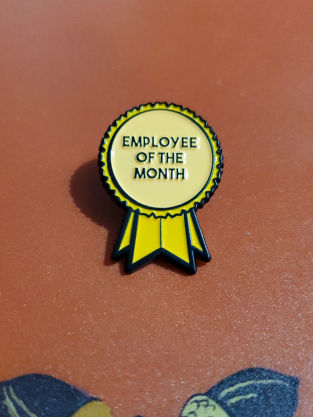 Employee of the Month Yellow Award Ribbon Enamel Pin